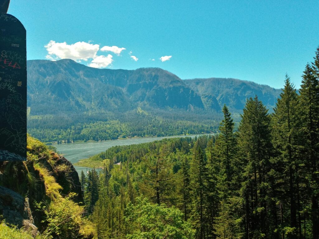 View of river and hillside